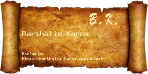 Barthalis Karsa névjegykártya